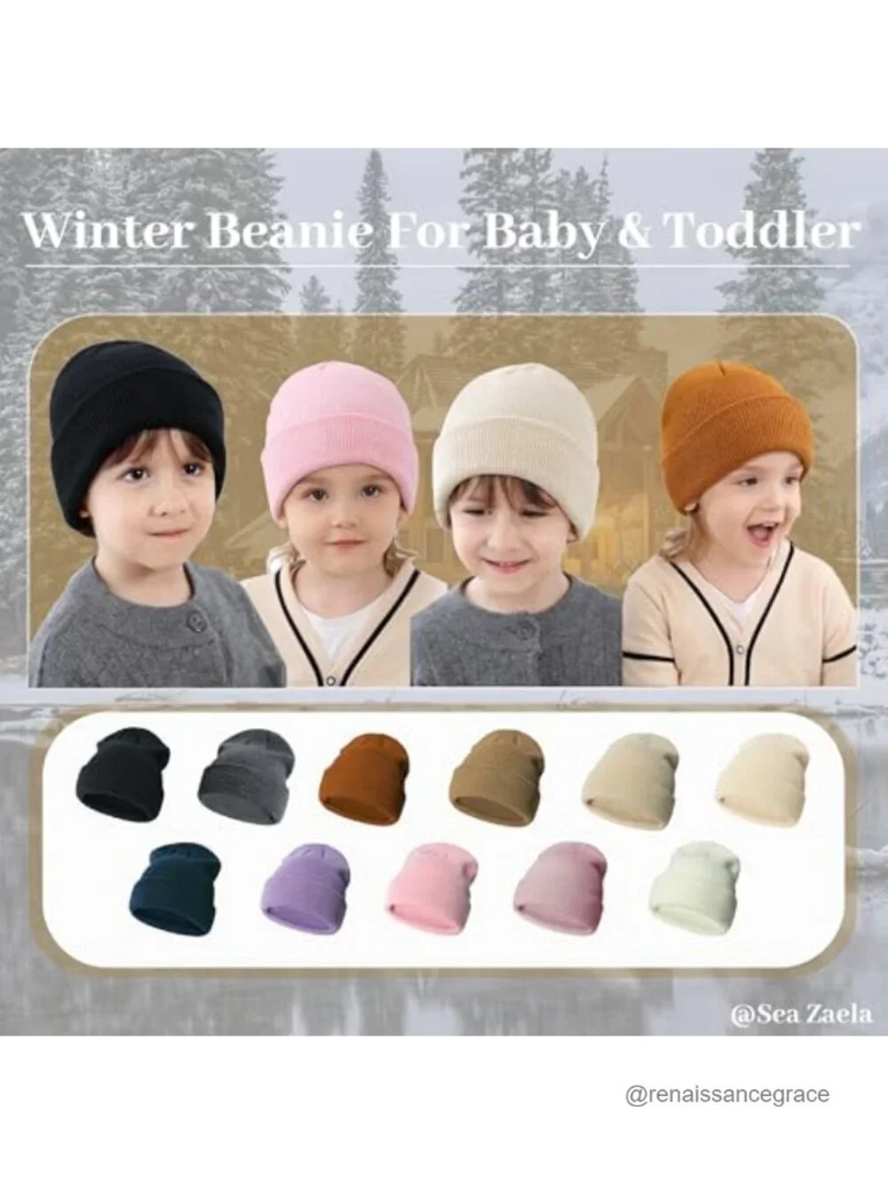 4 Pack Baby Toddler Winter Knit Beanie Hats Soft Acrylic
